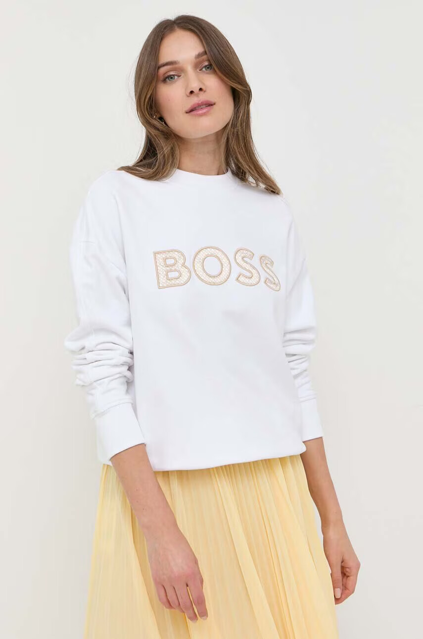 Boss Суичър в бяло с апликация - Pepit.bg