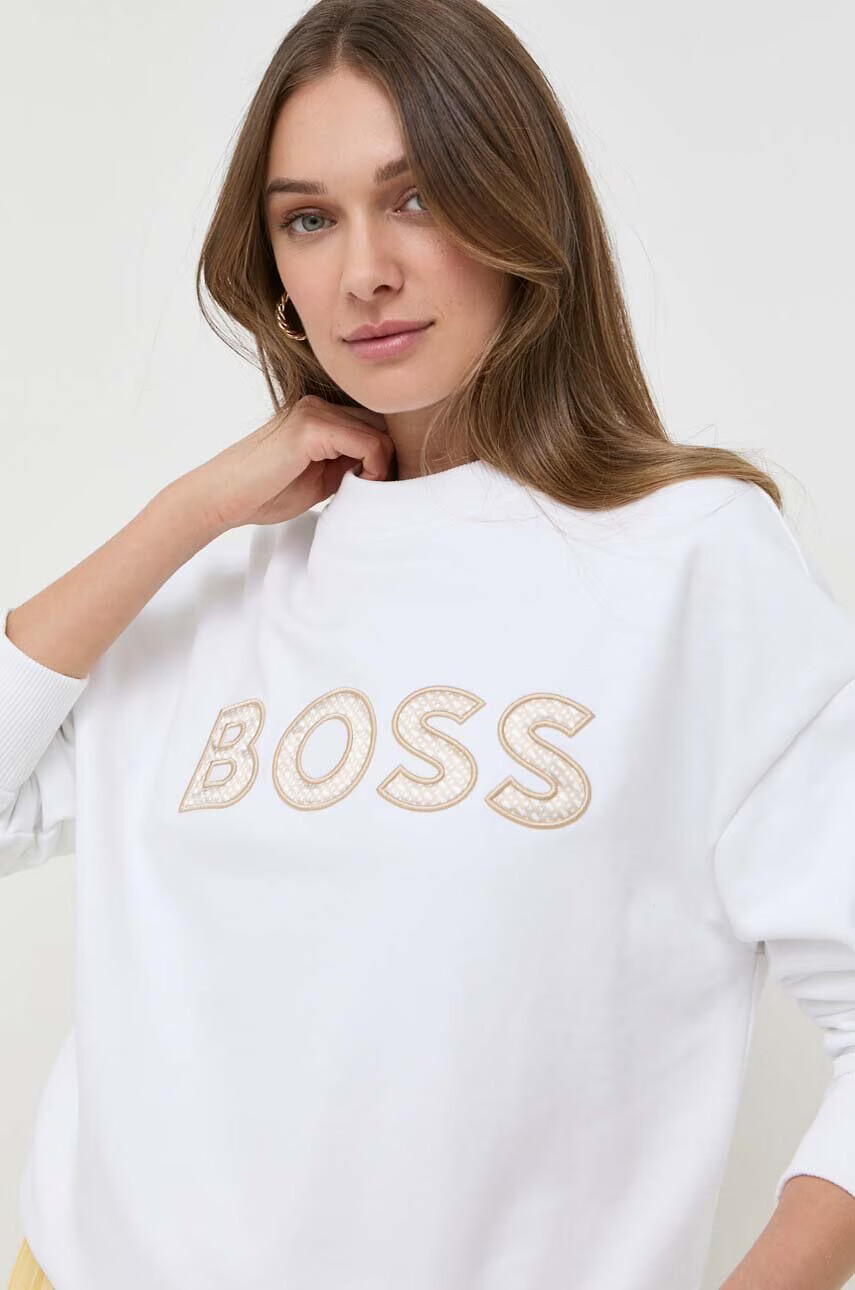 Boss Суичър в бяло с апликация - Pepit.bg