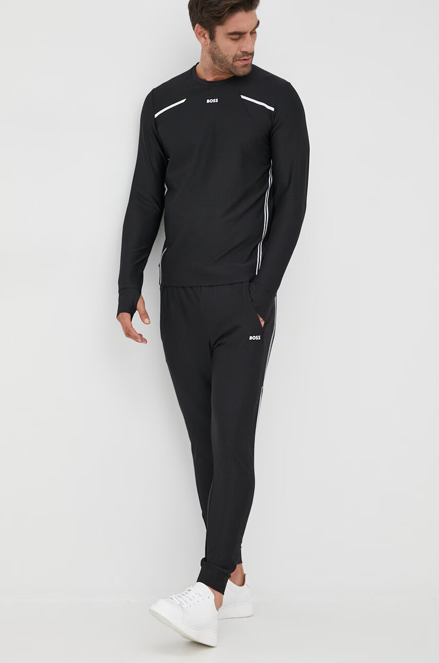 Boss Суичър Athleisure мъжки в меланж на черно - Pepit.bg