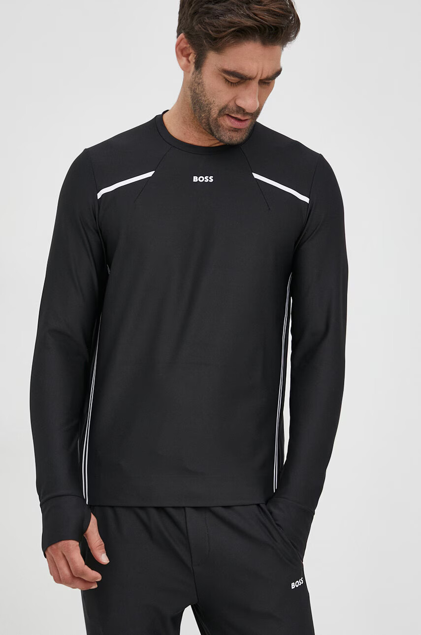 Boss Суичър Athleisure мъжки в меланж на черно - Pepit.bg