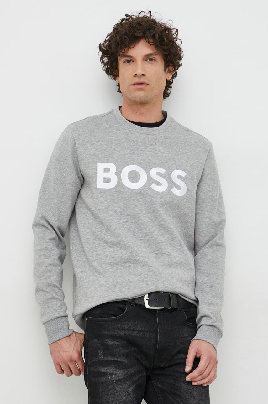 Boss Green Суичър BOSS в сиво с апликация - Pepit.bg