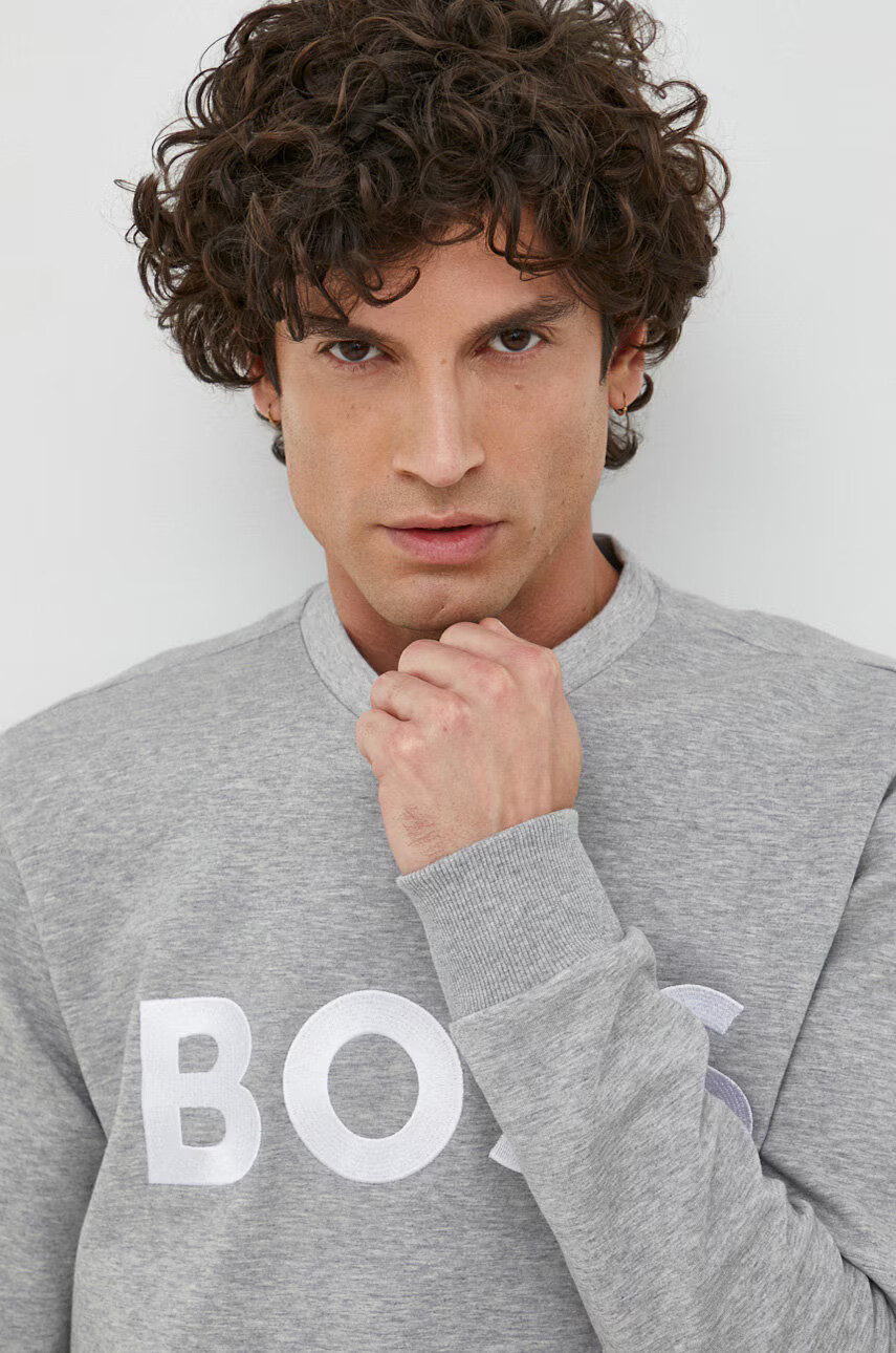 Boss Green Суичър BOSS в сиво с апликация - Pepit.bg