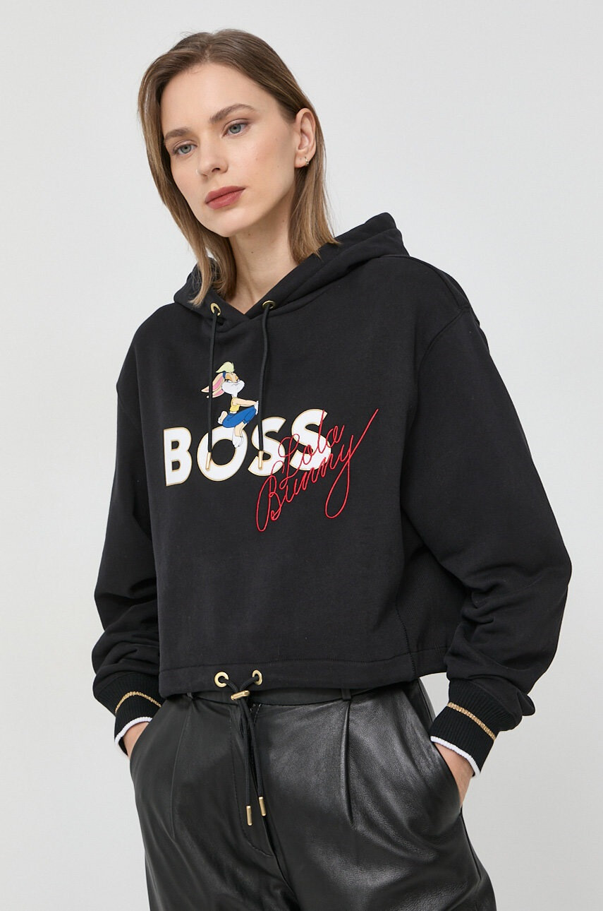 Boss Суичър x Looney Tunes в черно с качулка с принт - Pepit.bg