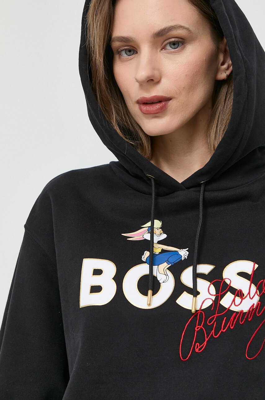Boss Суичър x Looney Tunes в черно с качулка с принт - Pepit.bg