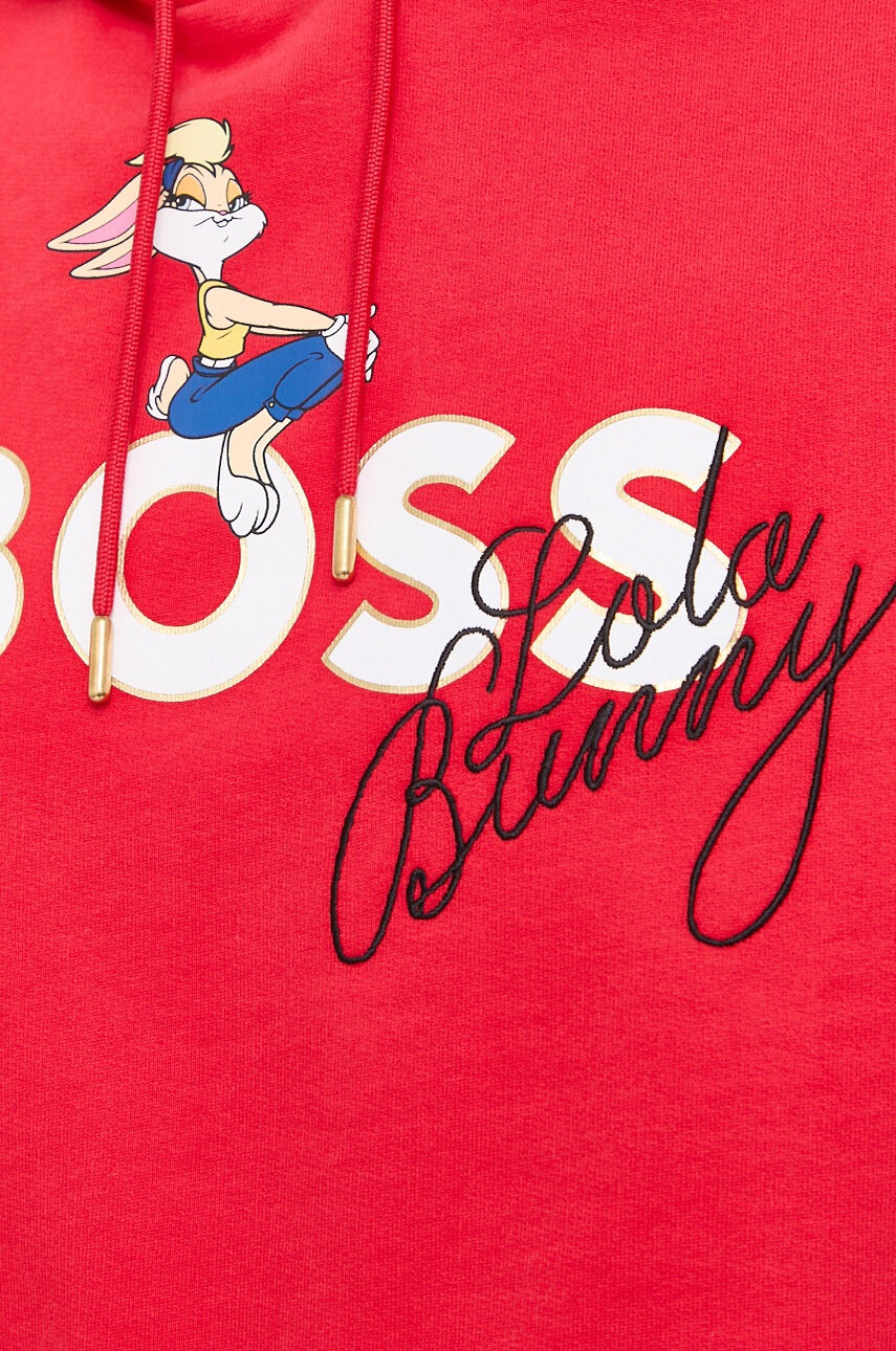 Boss Суичър x Looney Tunes в червено с качулка с принт - Pepit.bg