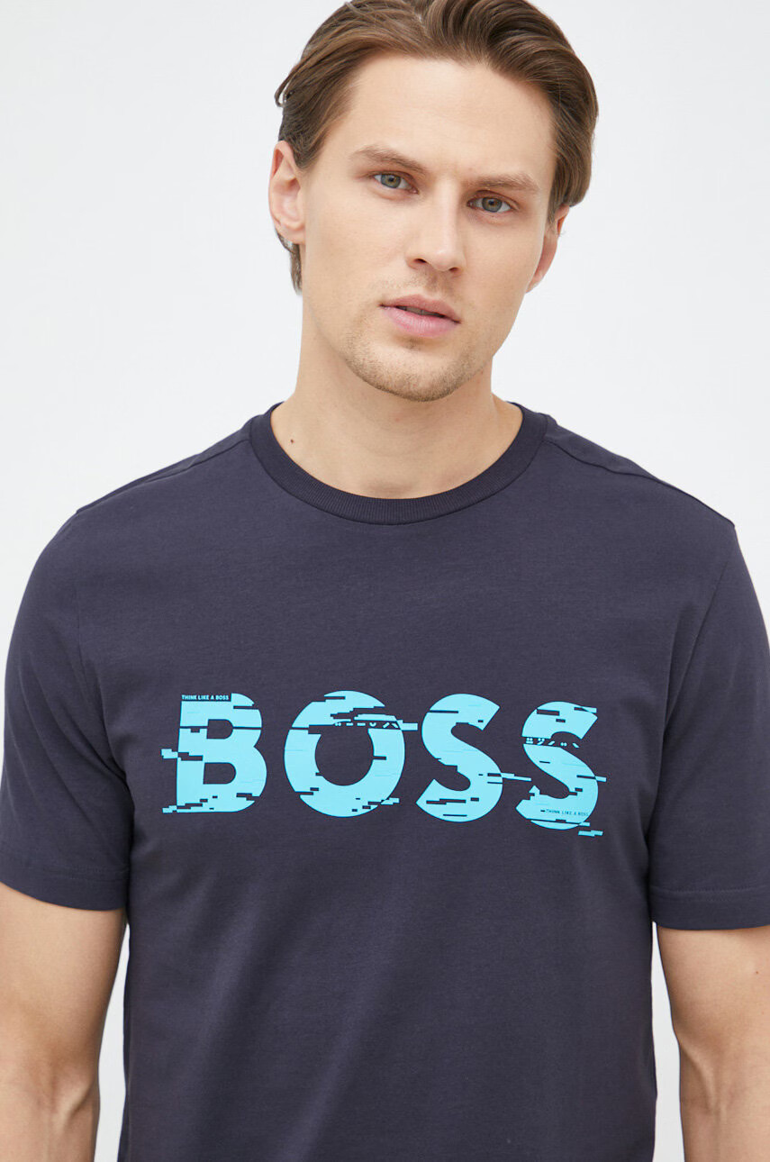 Boss Green Тениска BOSS в тъмносиньо с принт - Pepit.bg