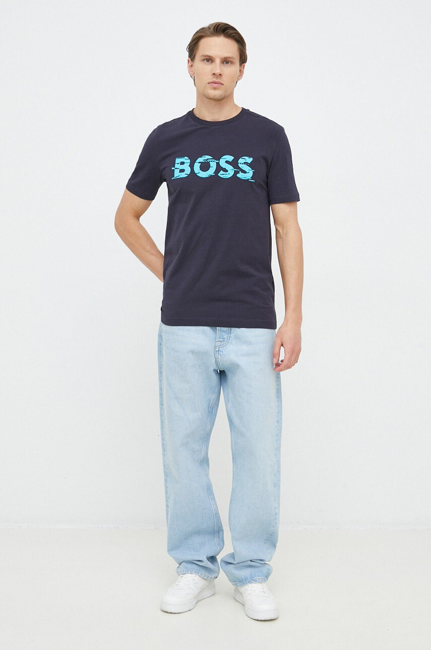 Boss Green Тениска BOSS в тъмносиньо с принт - Pepit.bg