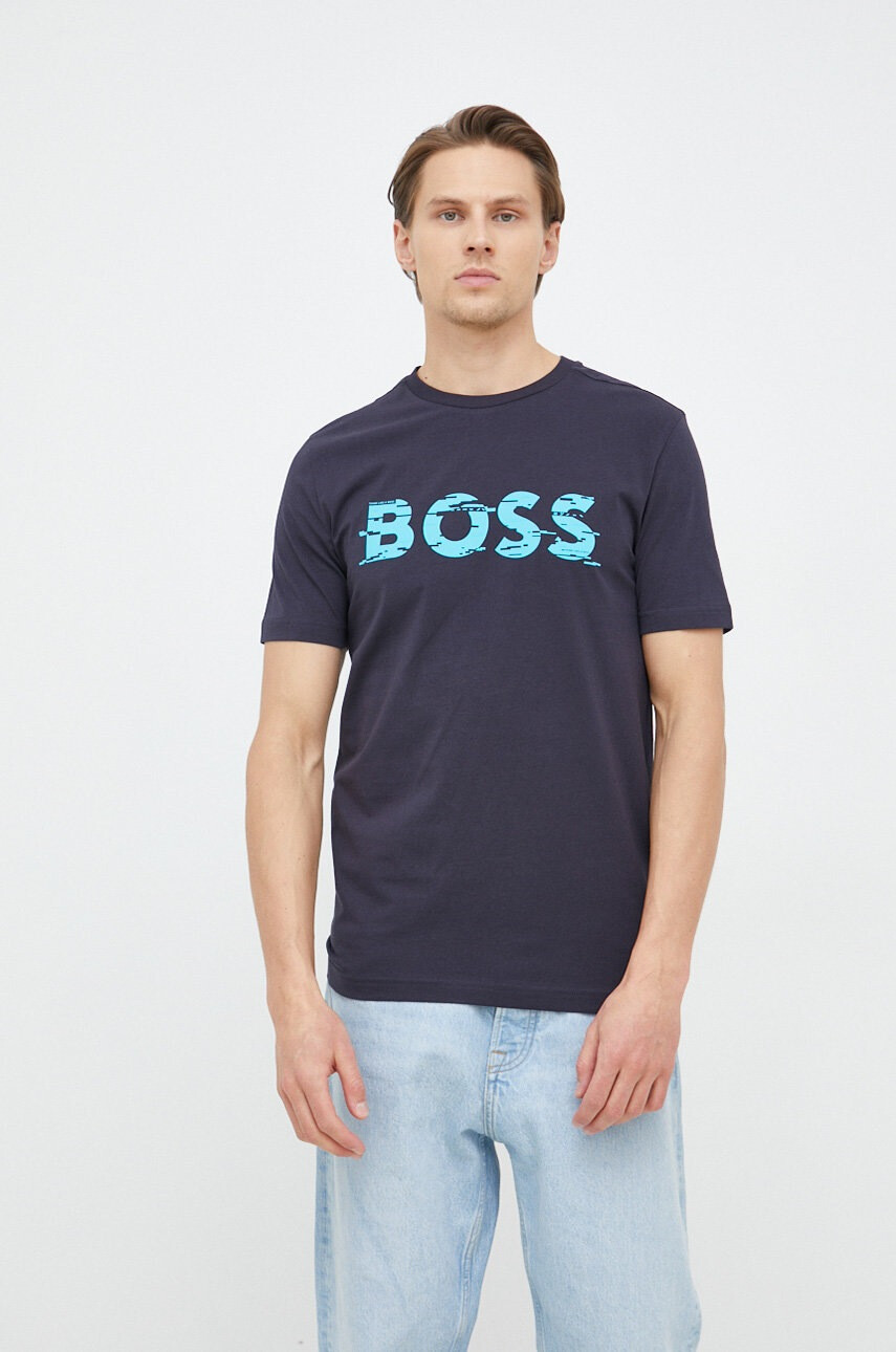 Boss Green Тениска BOSS в тъмносиньо с принт - Pepit.bg