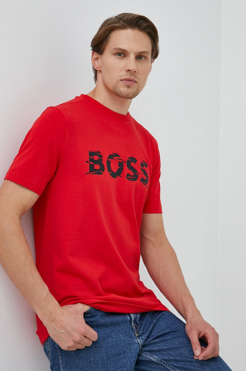 Boss Green Тениска BOSS в червено с принт - Pepit.bg