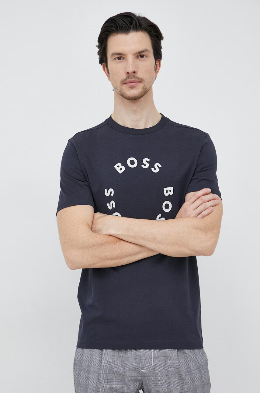 Boss Green Тениска BOSS в тъмносиньо с принт - Pepit.bg