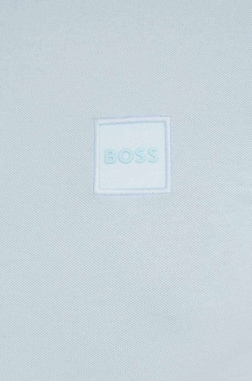 Boss Orange Тениска с яка BOSS BOSS CASUAL в синьо с изчистен дизайн - Pepit.bg