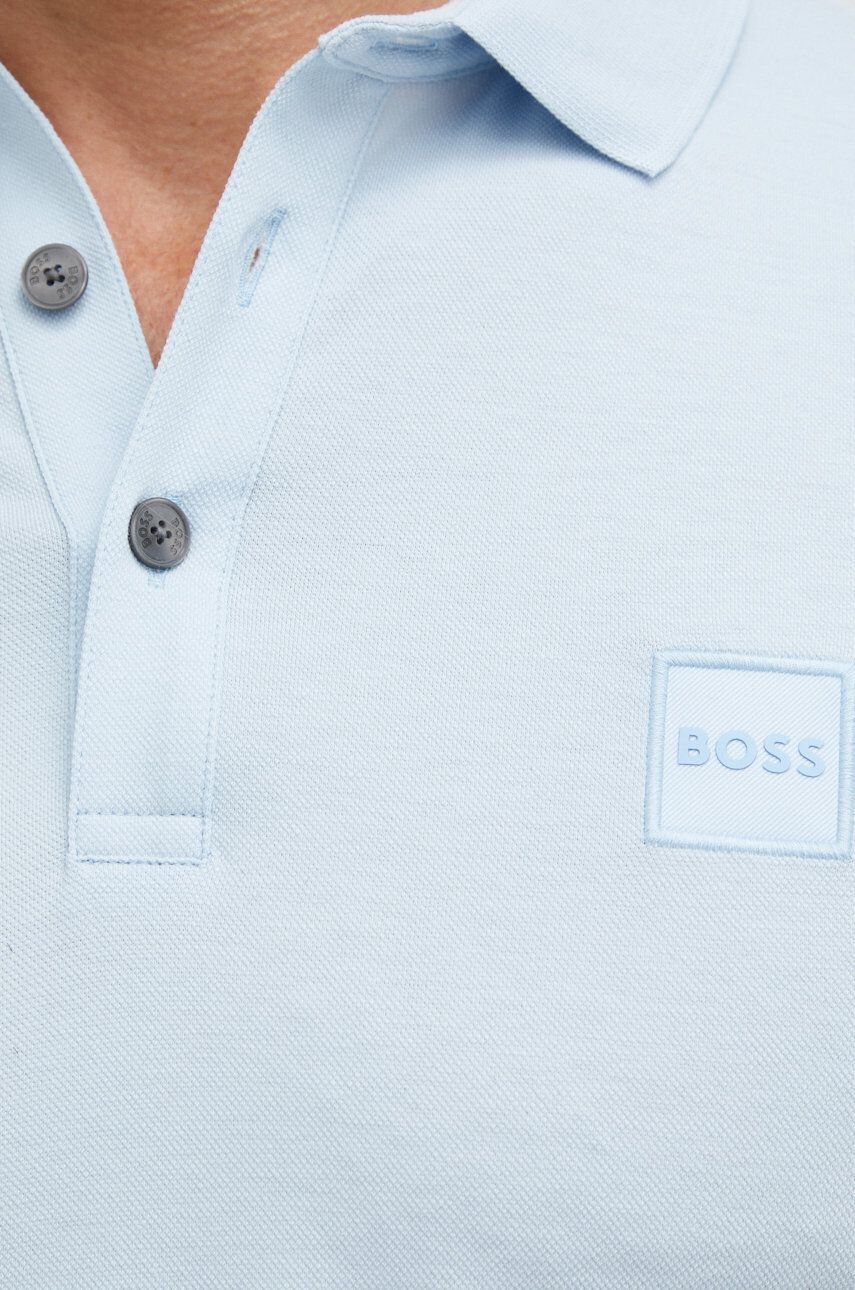 Boss Orange Тениска с яка BOSS BOSS CASUAL в синьо с изчистен дизайн - Pepit.bg