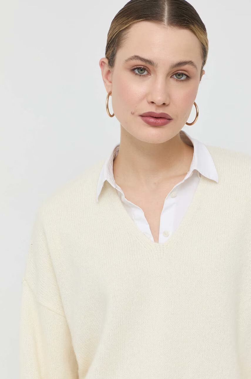 Boss Вълнен пуловер дамски в бяло от топла материя - Pepit.bg