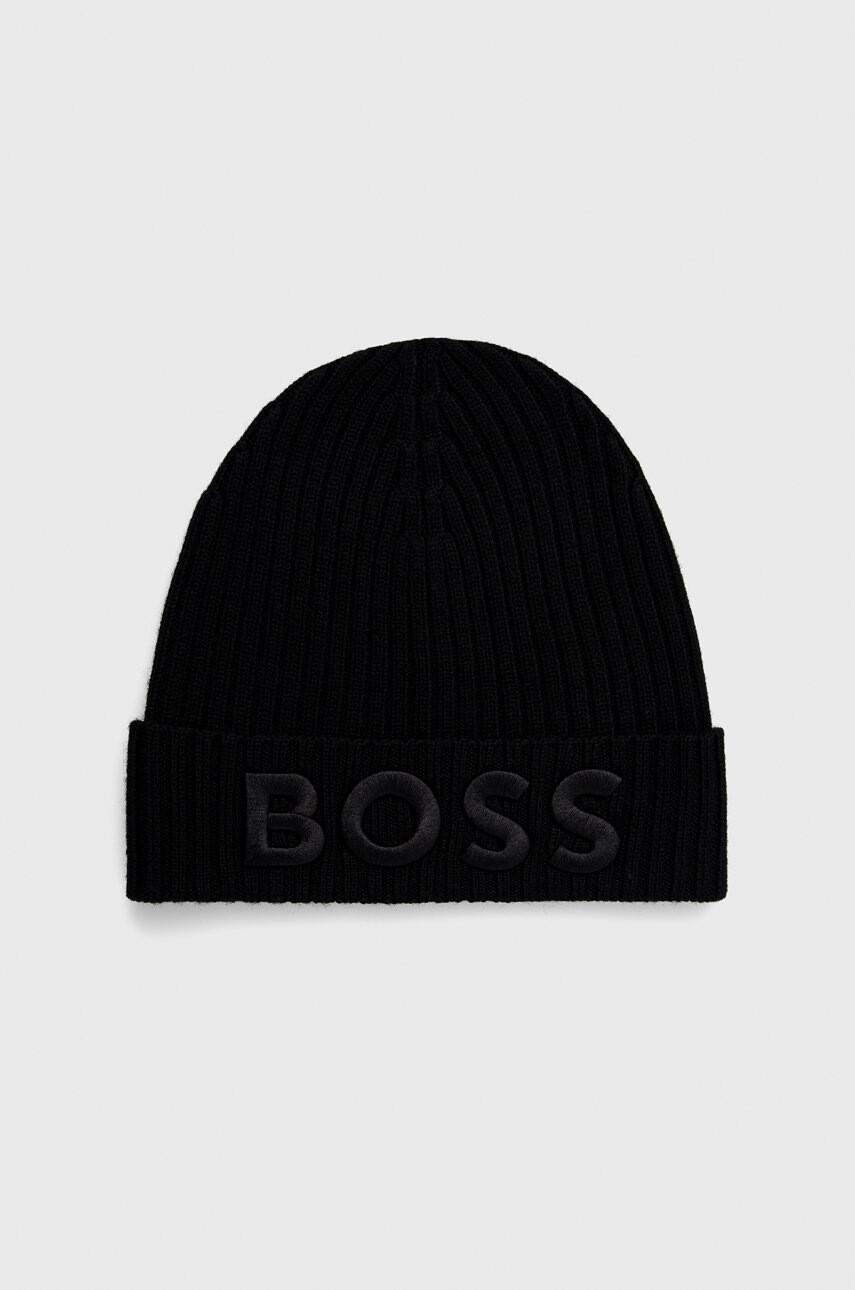 Boss Вълнена шапка в черно от вълна - Pepit.bg