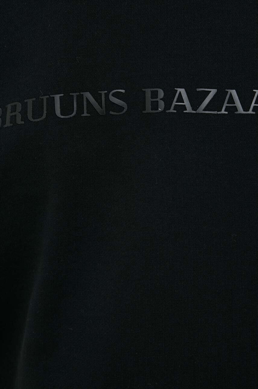 Bruuns Bazaar Памучен суичър Birk Crew в черно с апликация - Pepit.bg