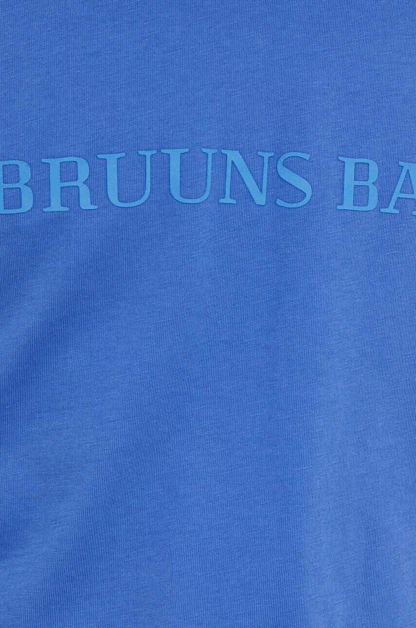 Bruuns Bazaar Памучна тениска Gus в синьо с апликация - Pepit.bg