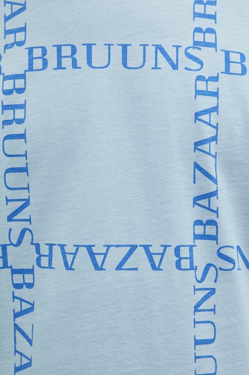 Bruuns Bazaar Памучна тениска Gus в синьо с десен - Pepit.bg