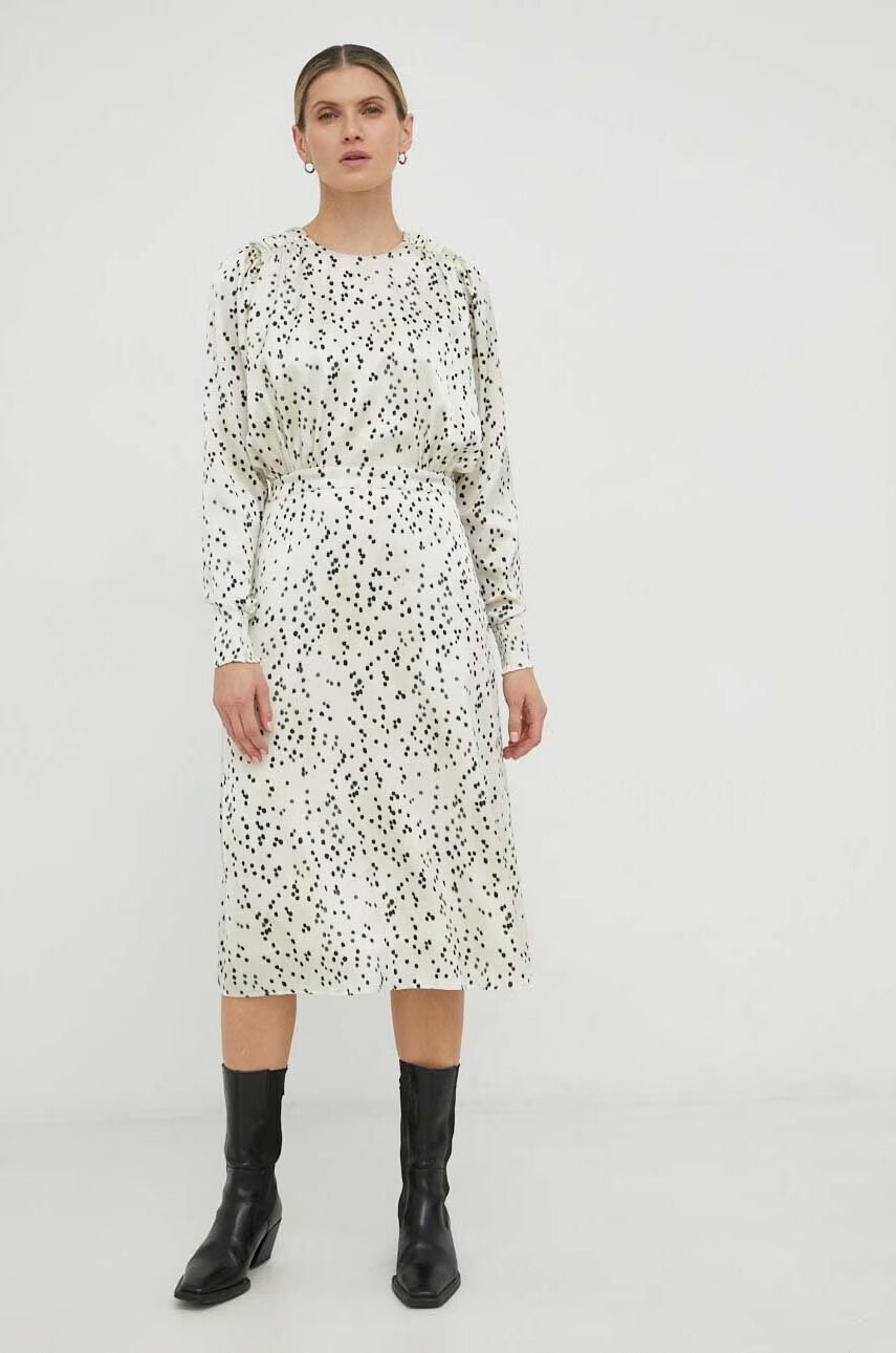 Bruuns Bazaar Рокля Acacia Adee в бежово среднодълъг модел разкроен модел - Pepit.bg