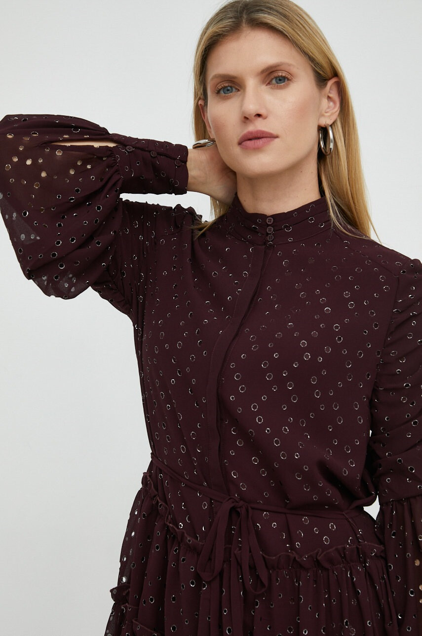 Bruuns Bazaar Рокля Angelonia Adala в бордо къс модел разкроен модел - Pepit.bg