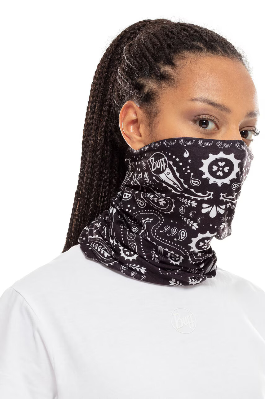 Buff Кръгъл шал New Cashmere в черно с десен - Pepit.bg