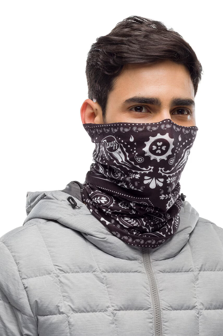 Buff Кръгъл шал New Cashmere в черно с десен - Pepit.bg