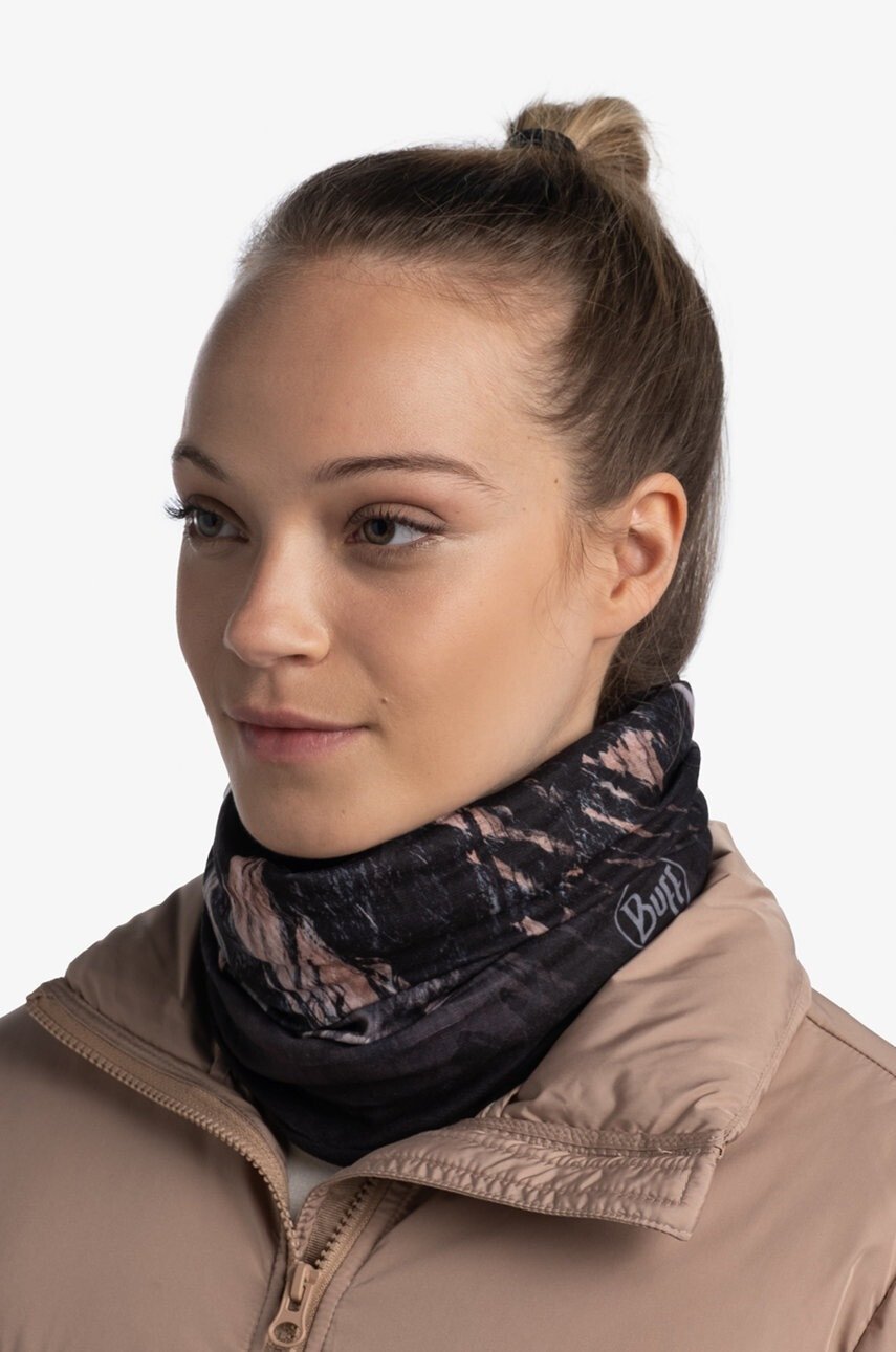 Buff Кръгъл шал Reversible в черно с десен - Pepit.bg