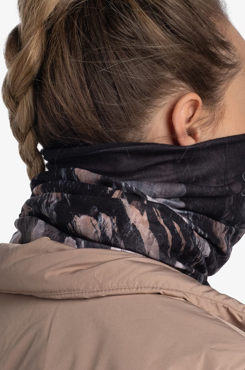Buff Кръгъл шал Reversible в черно с десен - Pepit.bg