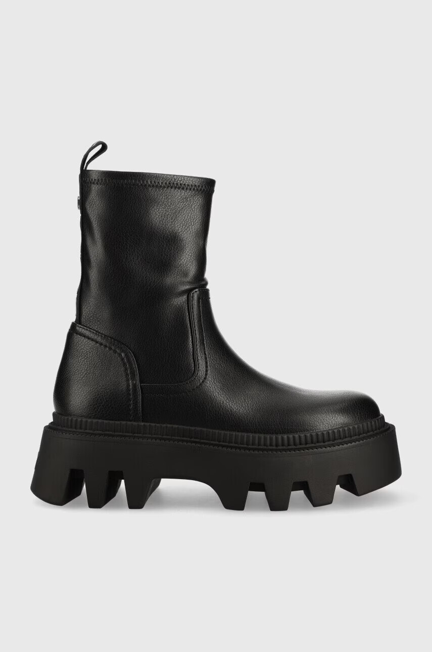 Buffalo Боти Flora Sockboot в черно с платформа - Pepit.bg