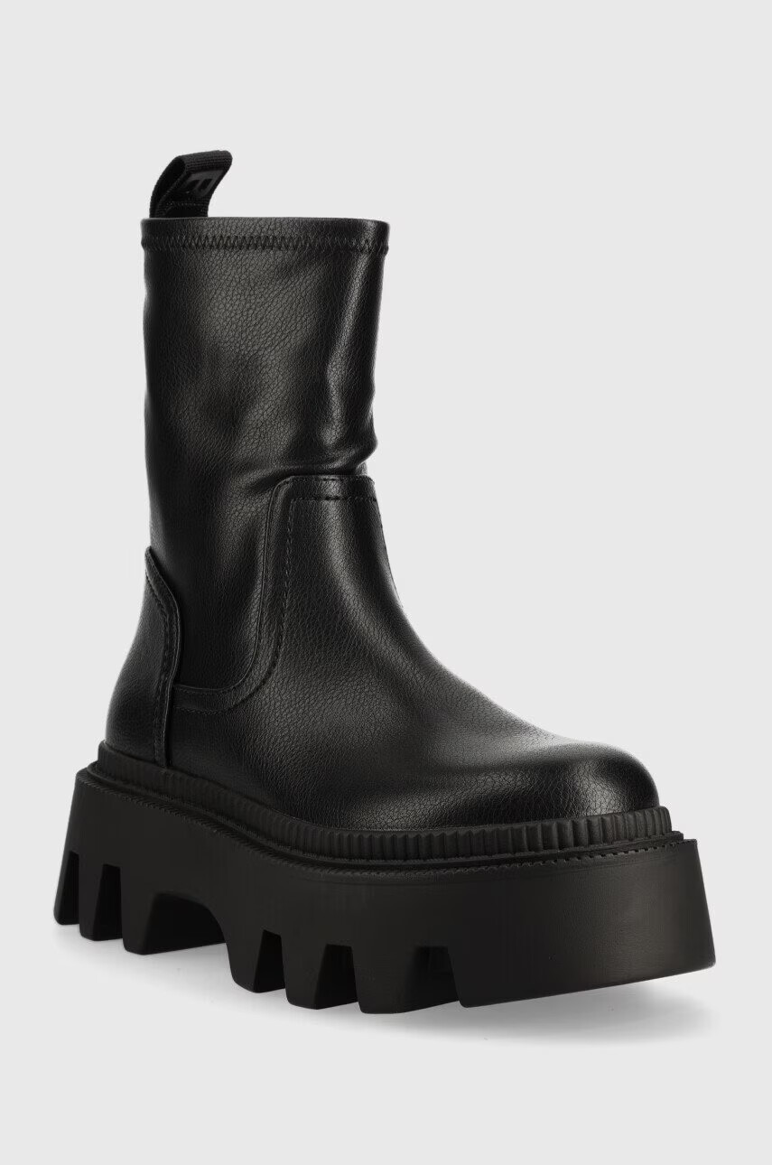 Buffalo Боти Flora Sockboot в черно с платформа - Pepit.bg