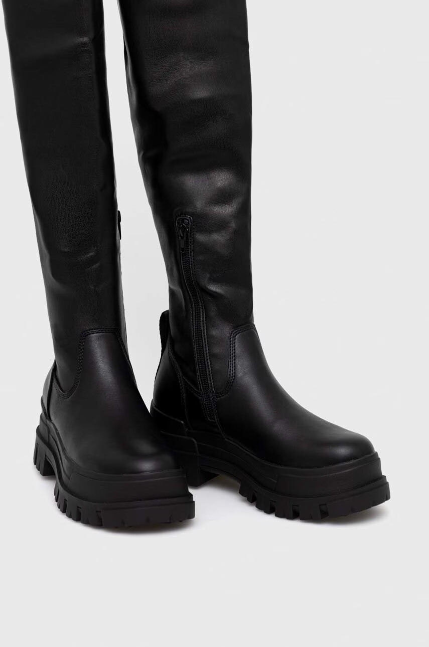 Buffalo Ботуши Aspha Stretch Overknee в черно с платформа 1622155.BLK - Pepit.bg