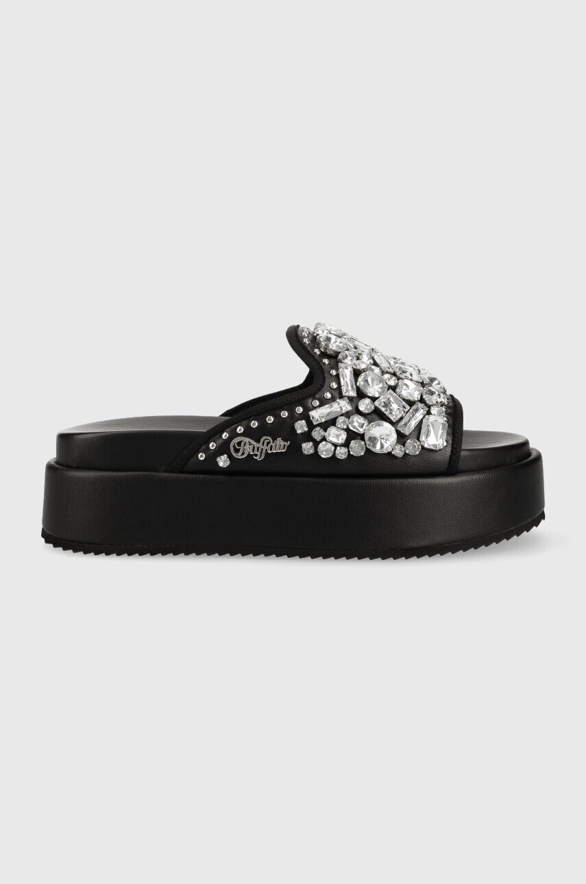 Buffalo Чехли Noa Glam Slide в черно с платформа 1602147 - Pepit.bg