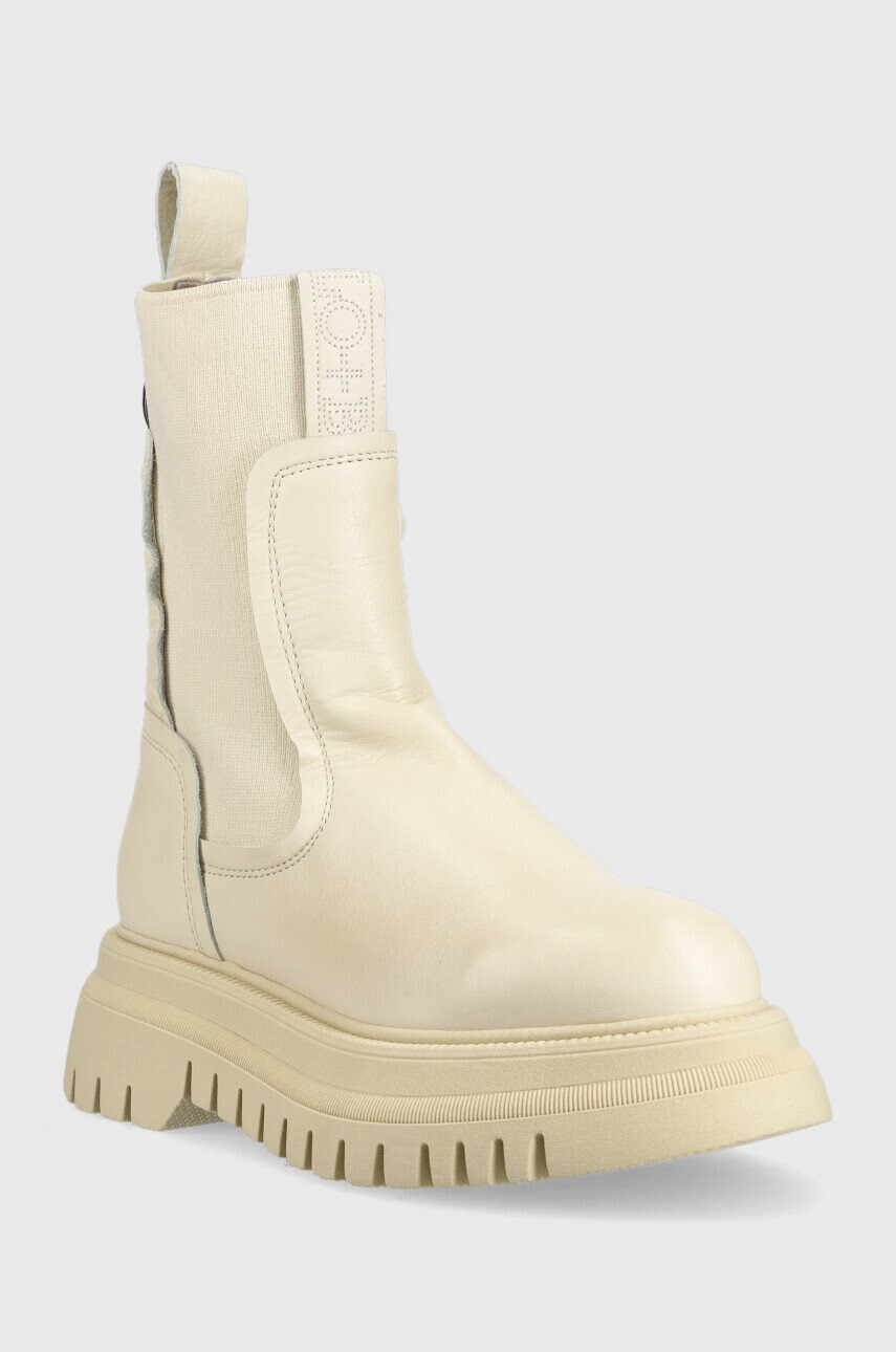 Buffalo Кожени боти челси Shade Sock Chelsea в бежово с платформа - Pepit.bg