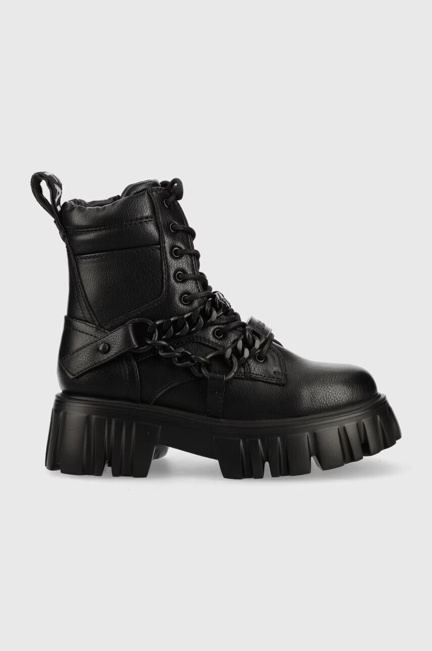 Buffalo Кубинки Lion Mid Chain в черно с равна подметка 1270080.BLK - Pepit.bg