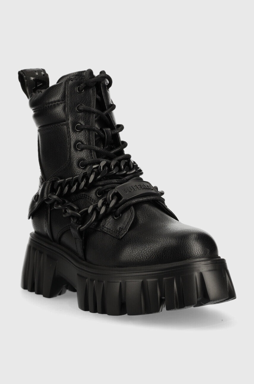 Buffalo Кубинки Lion Mid Chain в черно с равна подметка 1270080.BLK - Pepit.bg