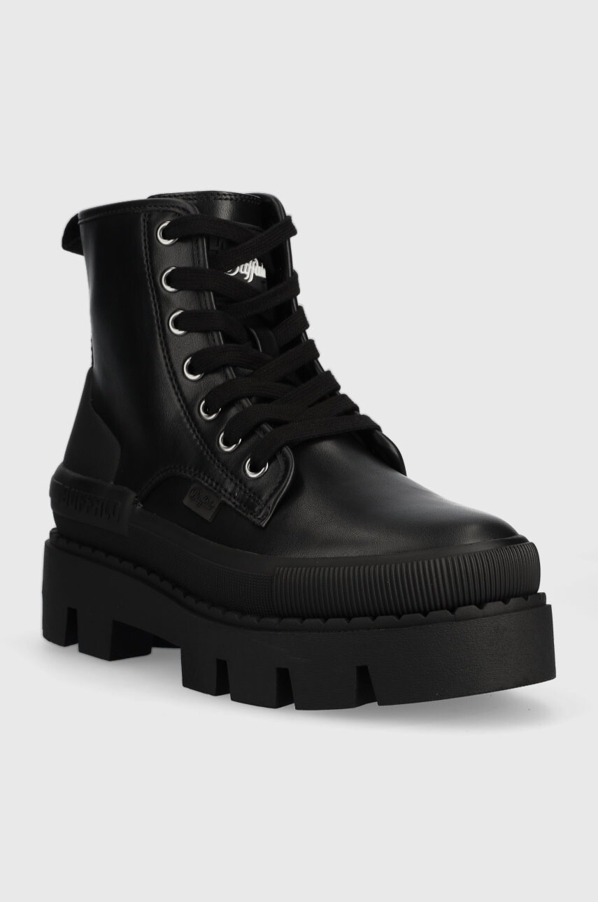 Buffalo Кубинки Raven Laceup Hi в черно с платформа - Pepit.bg