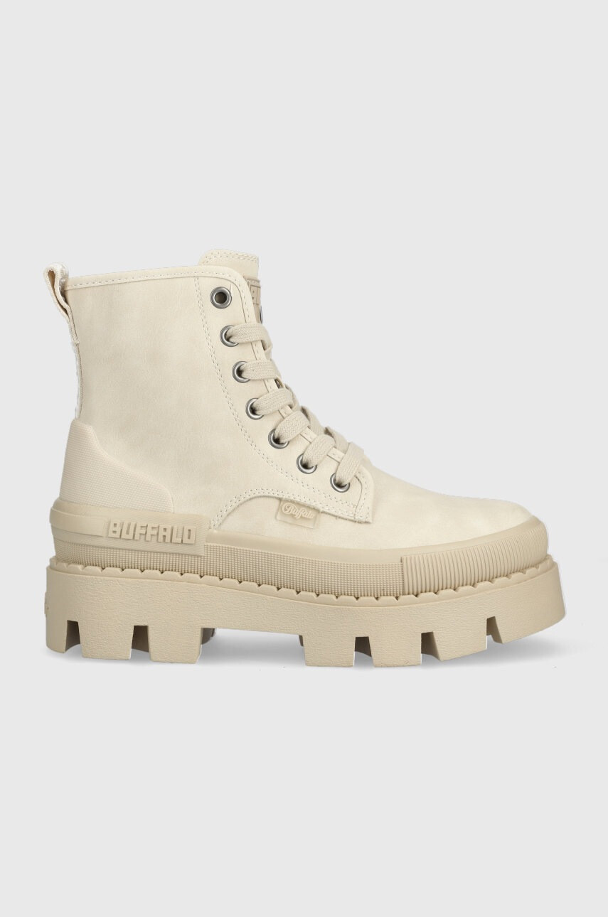 Buffalo Кубинки Raven Laceup Hi в бежово с платформа - Pepit.bg