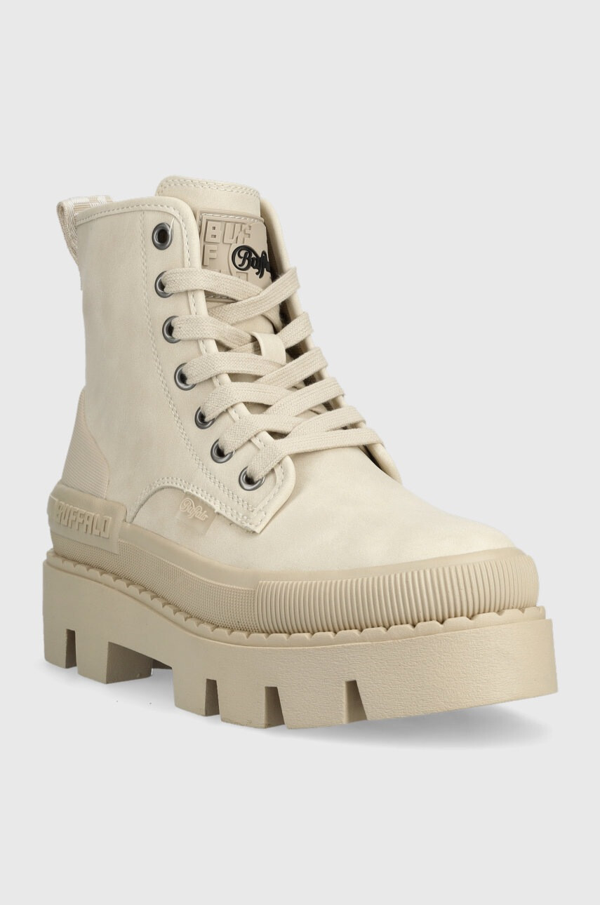 Buffalo Кубинки Raven Laceup Hi в бежово с платформа - Pepit.bg