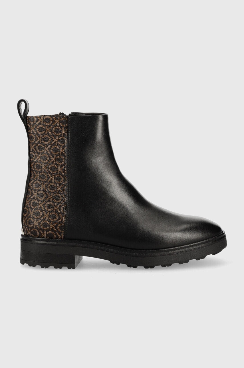 Calvin Klein Боти Cleat Ankle Boot в черно с равна подметка - Pepit.bg