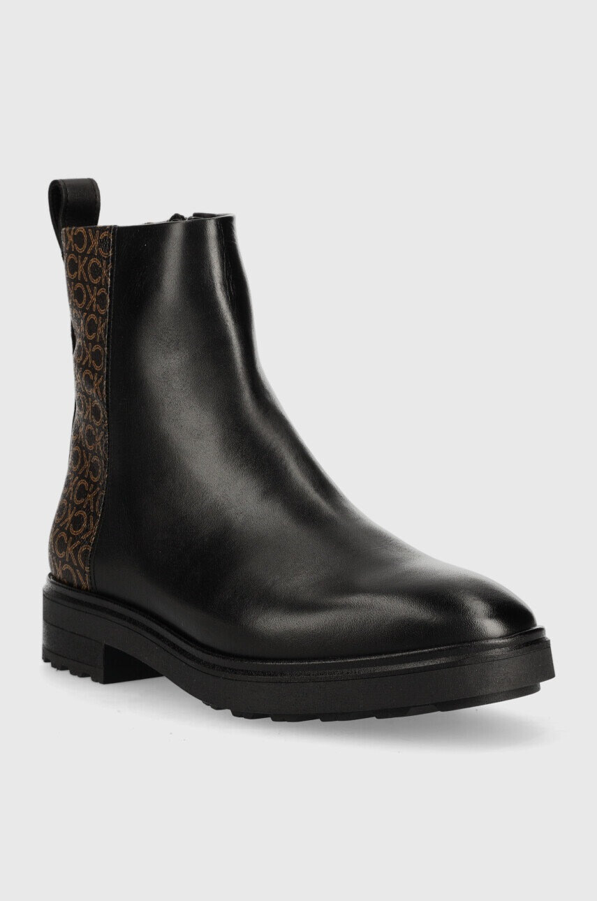 Calvin Klein Боти Cleat Ankle Boot в черно с равна подметка - Pepit.bg