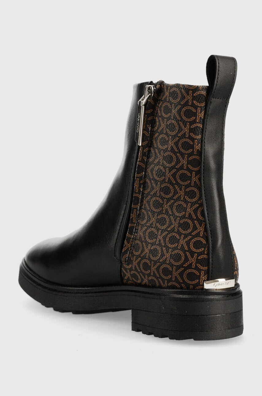 Calvin Klein Боти Cleat Ankle Boot в черно с равна подметка - Pepit.bg