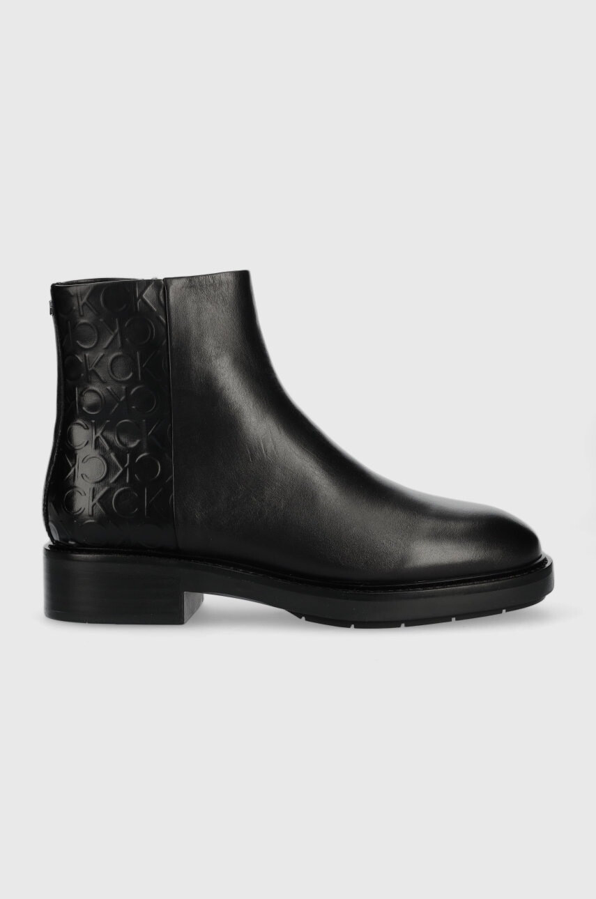 Calvin Klein Боти Rubber Sole Ankle Boot в черно с равна подметка - Pepit.bg
