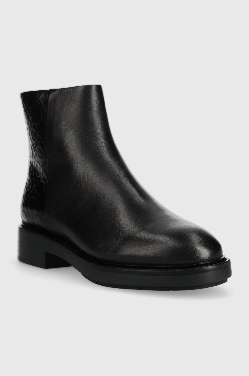 Calvin Klein Боти Rubber Sole Ankle Boot в черно с равна подметка - Pepit.bg