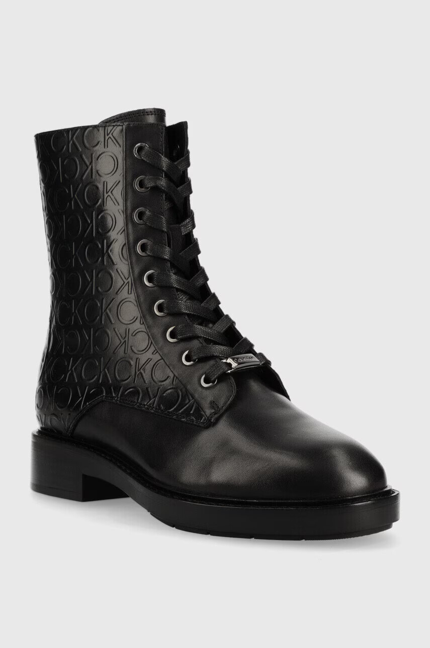Calvin Klein Боти Rubber Sole Combat Boot в черно с равна подметка - Pepit.bg