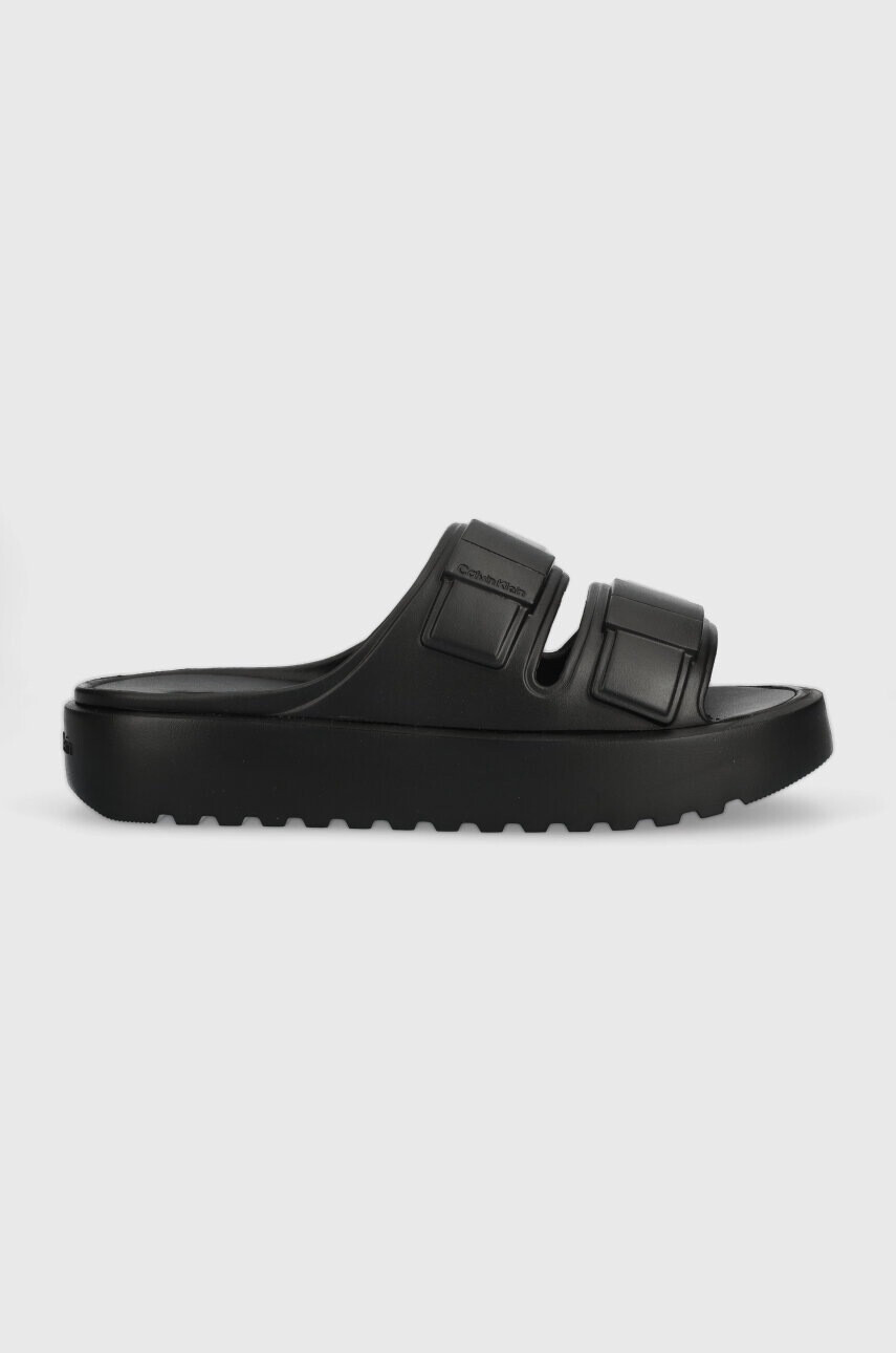 Calvin Klein Чехли DOUBLE STRAP SLIPPER в черно HM0HM00967 - Pepit.bg