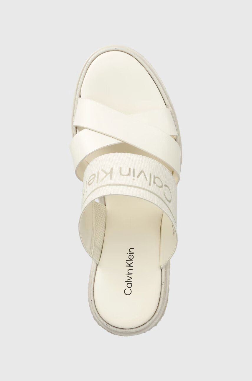 Calvin Klein Чехли WEDGE 50HH - HE в бяло със скосена платформа HW0HW01498 - Pepit.bg