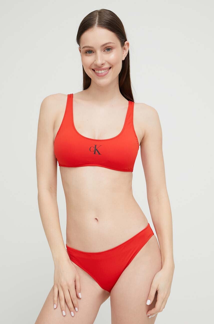 Calvin Klein Горнище на бански в червено с леко подплатена чашка - Pepit.bg