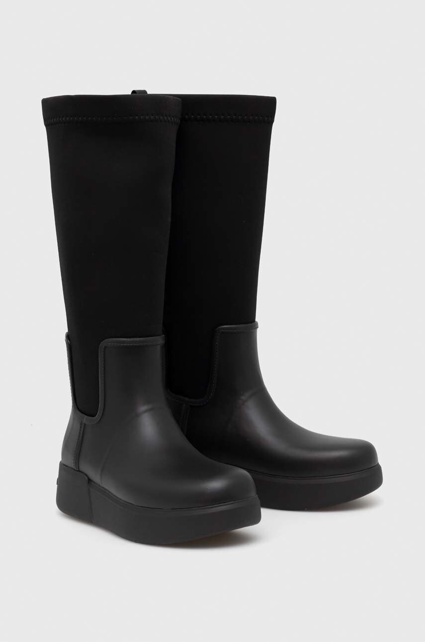 Calvin Klein Гумени ботуши Rain Boot Wedge High в черно - Pepit.bg