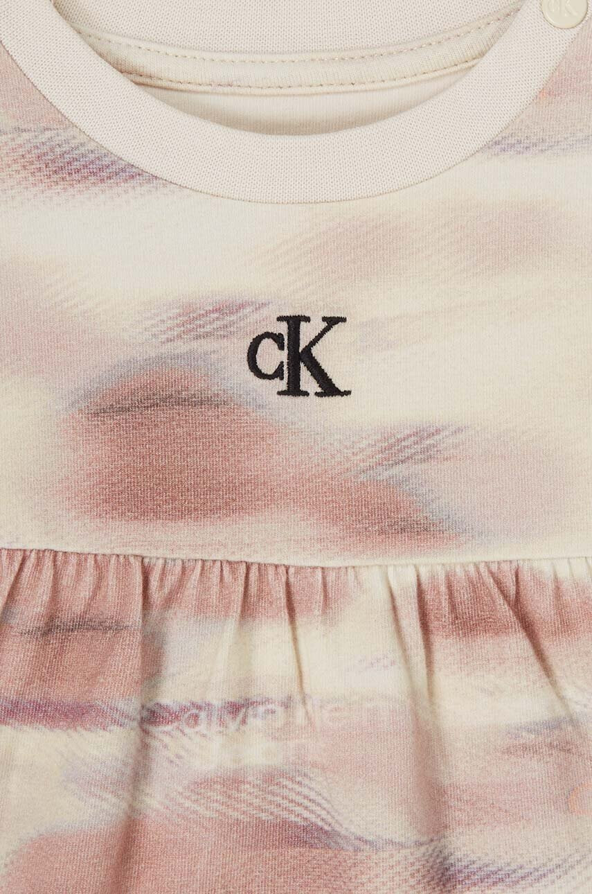 Calvin Klein Jeans Бебешка рокля в бежово къс модел разкроен модел - Pepit.bg