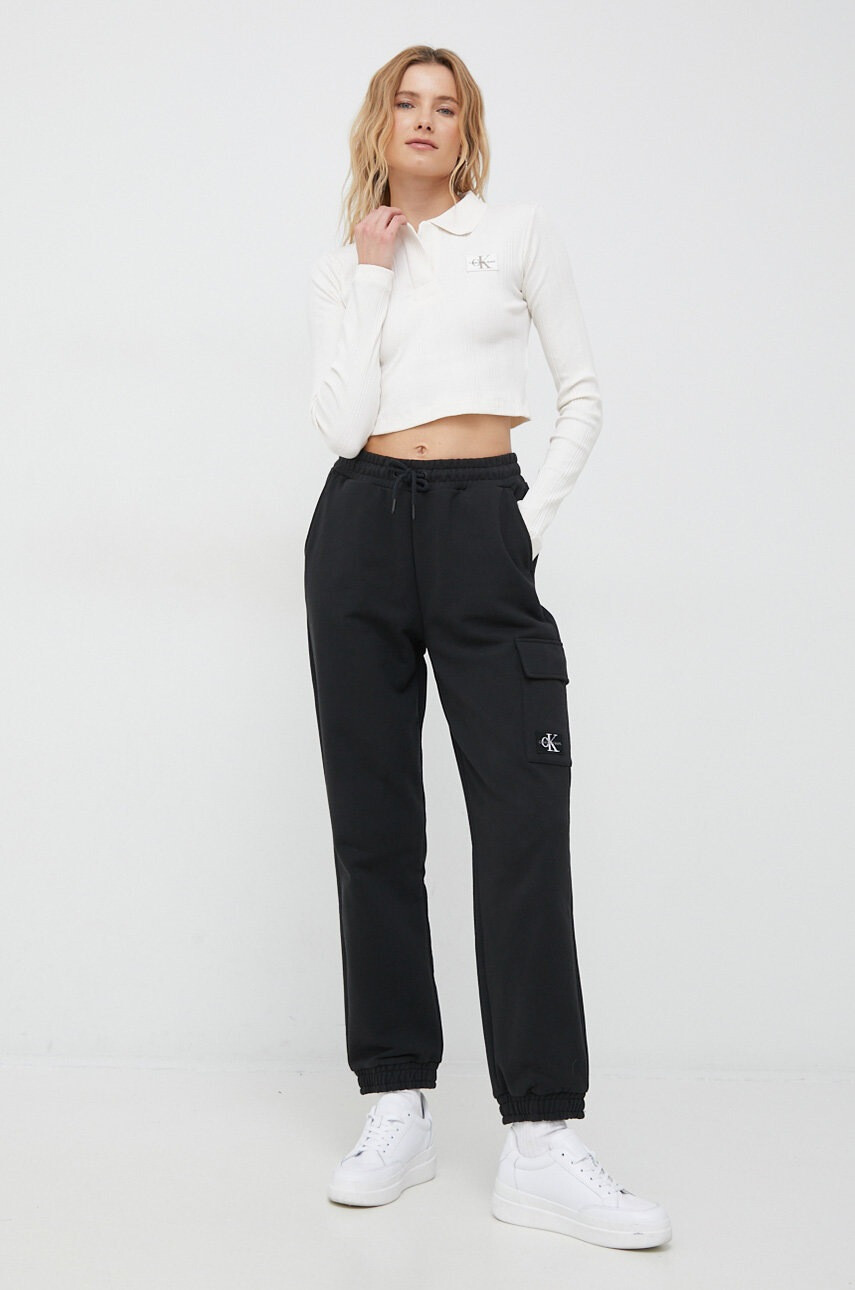 Calvin Klein Jeans Блуза с дълги ръкави в бежово - Pepit.bg