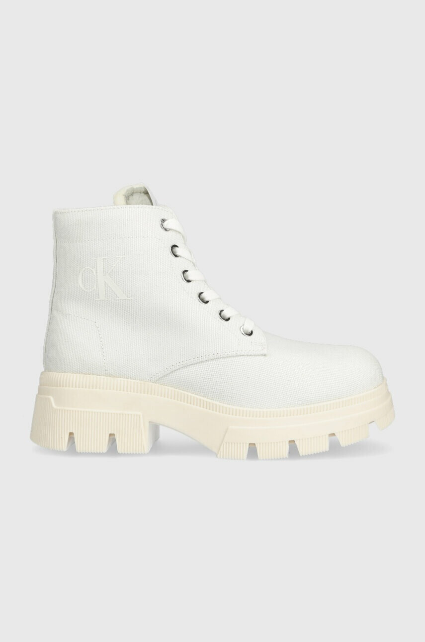 Calvin Klein Jeans Боти CHUNKLY BOOT VINTANGE TONGUE в бяло с платформа YW0YW00947 - Pepit.bg